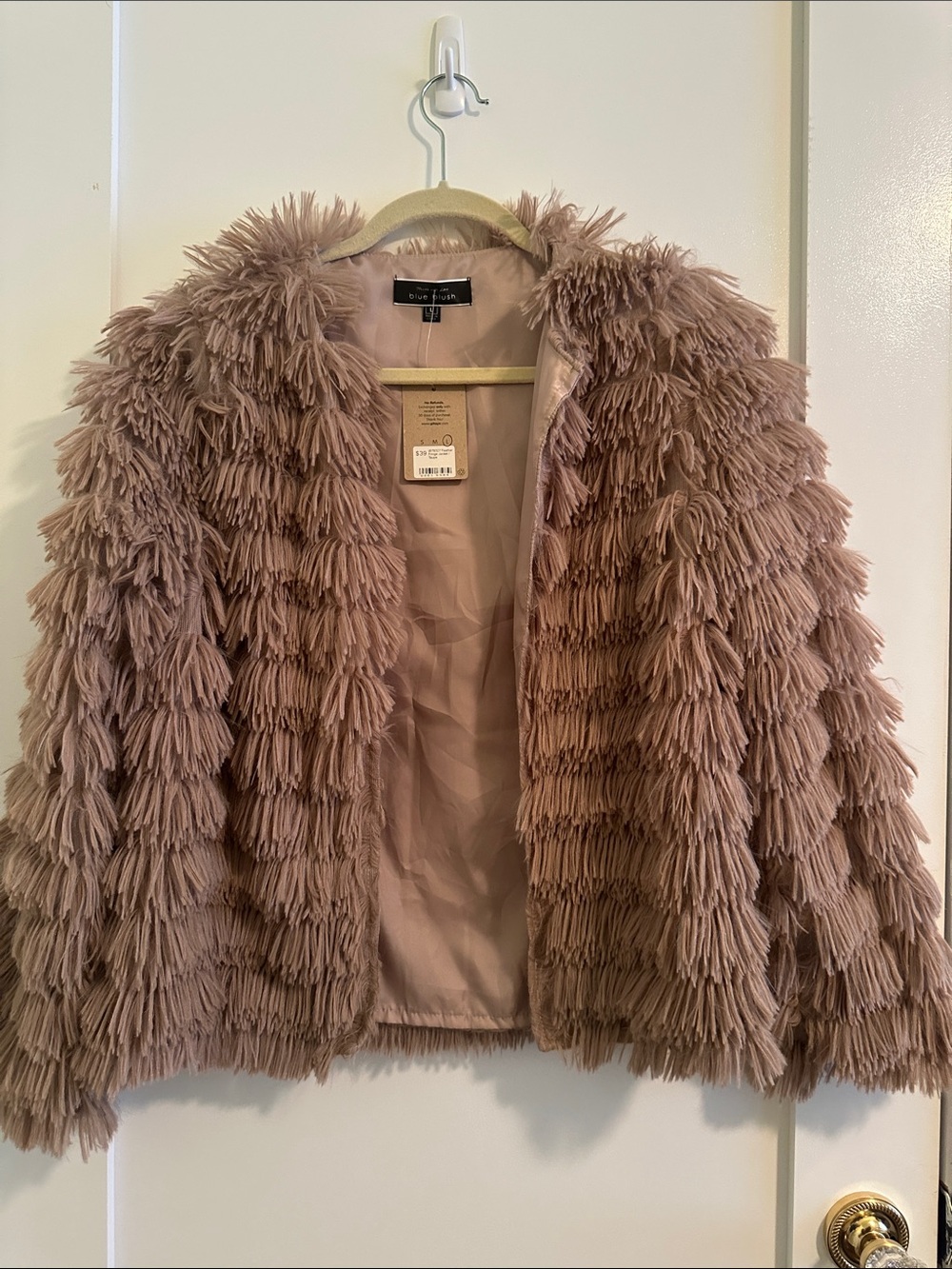 Blue Blush Shaggy Teddy Jacket in Dusty Mauve
